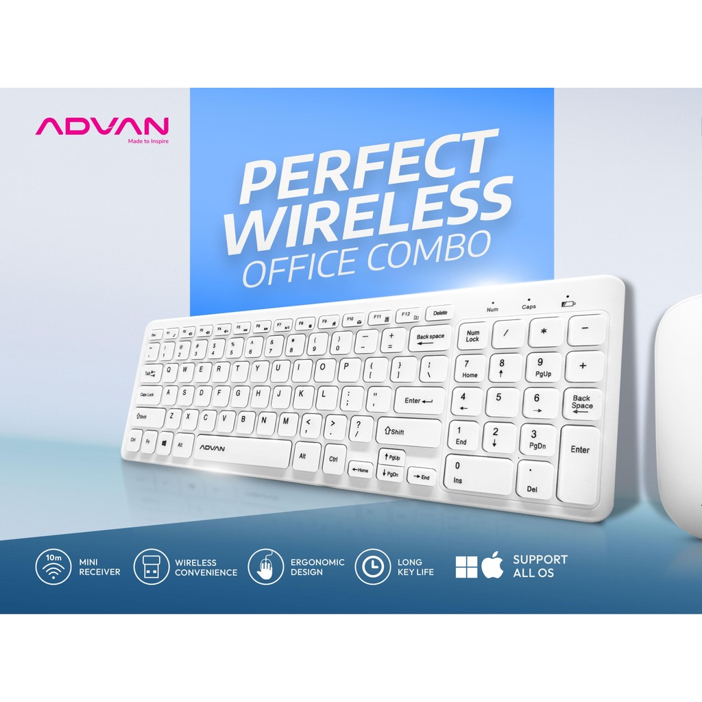 Jual Advan MK03 Perfect Wireless Office Combo Keyboard dan Mouse New ...