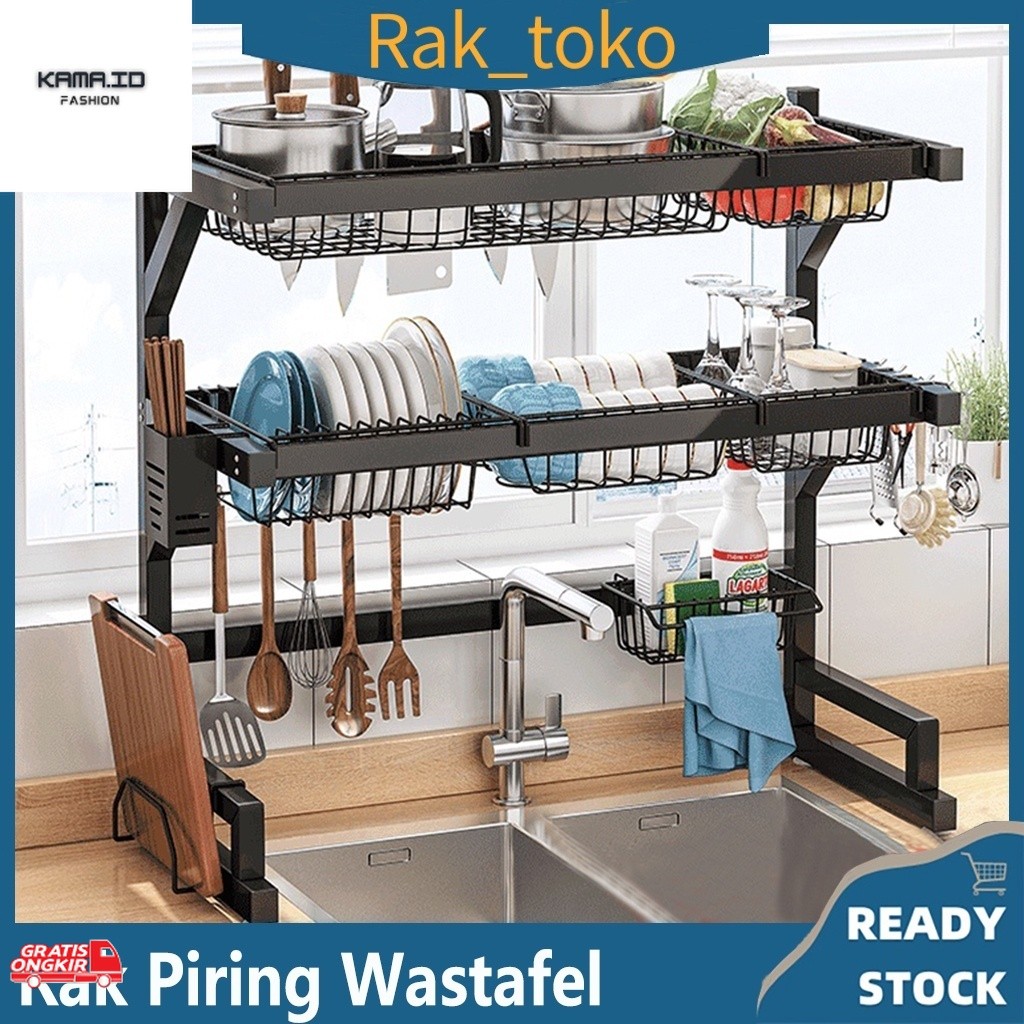Jual Peralatan Rumah / Rak Piring Wastafel Stainless Steel Hitam ...