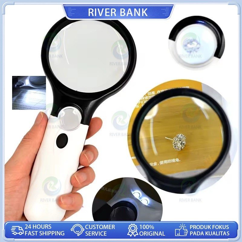 Jual 2in1 Magnifier Gelas Kaca Pembesar Dengan Lampu 3 LED Loop ...
