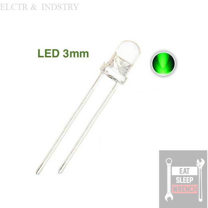 Jual LED 3mm Diffused Green Superbright Lampu LED Super Terang Hijau IC ...