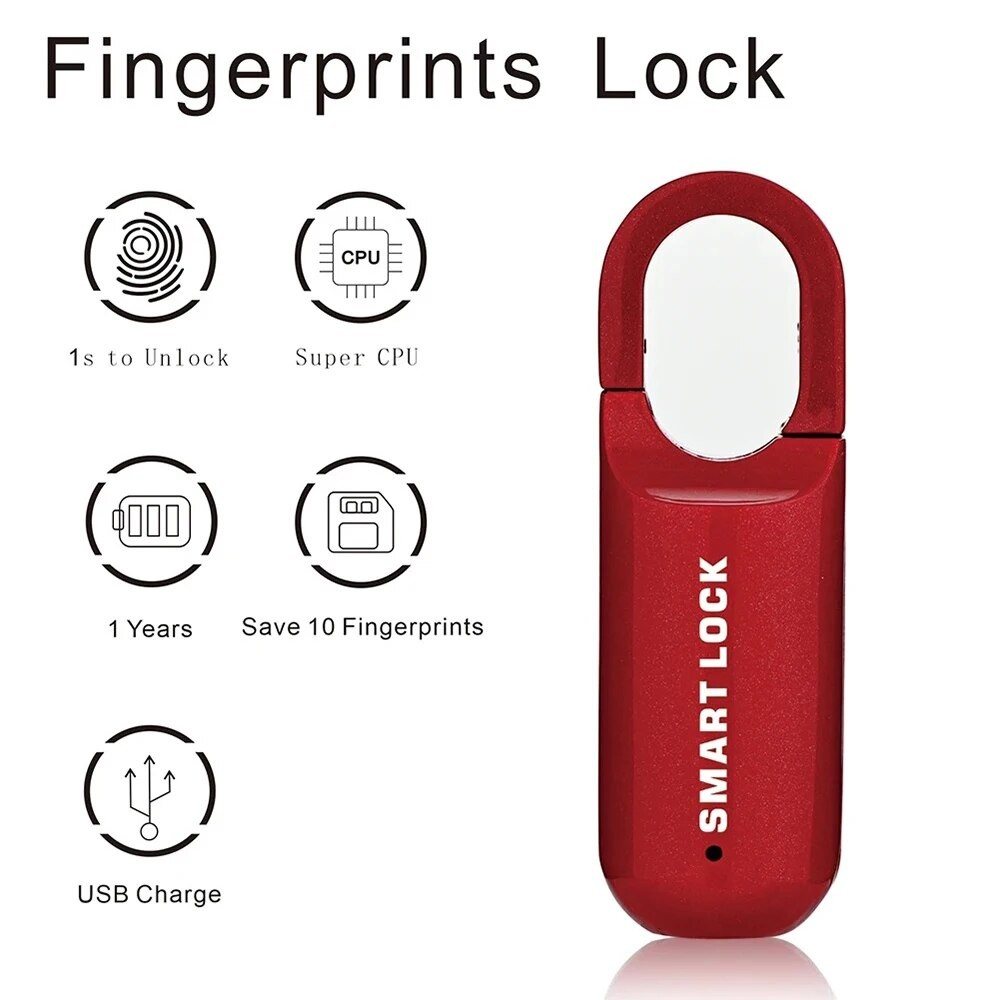 Jual Mini Fingerprint Padlock USB Keyless Luggage Lock Electronic