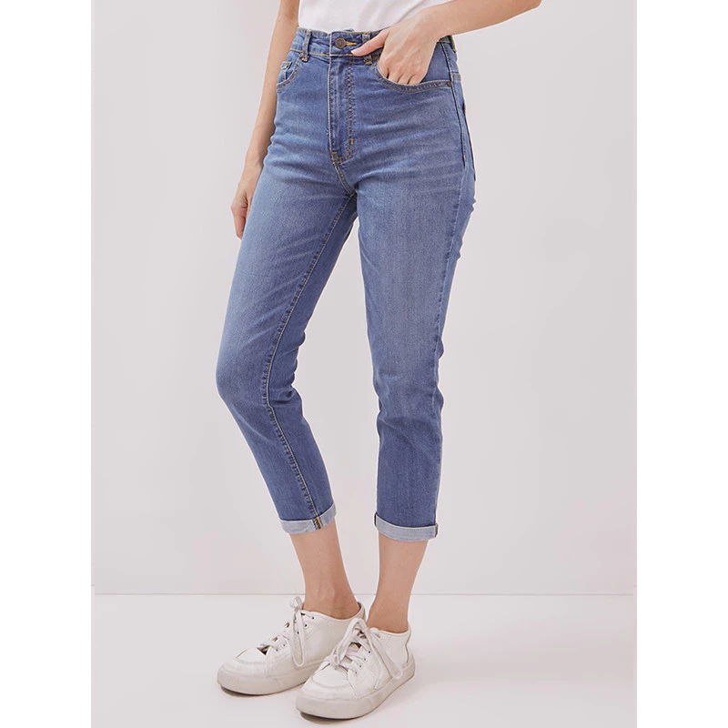 DUST Celana High Rise 7/8 Skinny Jeans Mentari Medium Light Blue Comfease (D.3373-HR) - foto 1