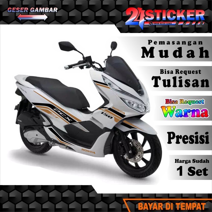 Jual Stiker PCX M2 putih hitam gold cutting sticker striping lis decal ...