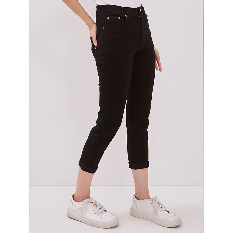 DUST Celana High Rise ⅞ Skinny Jeans Mentari All Black Comfease (D.3372-HR) - foto 1