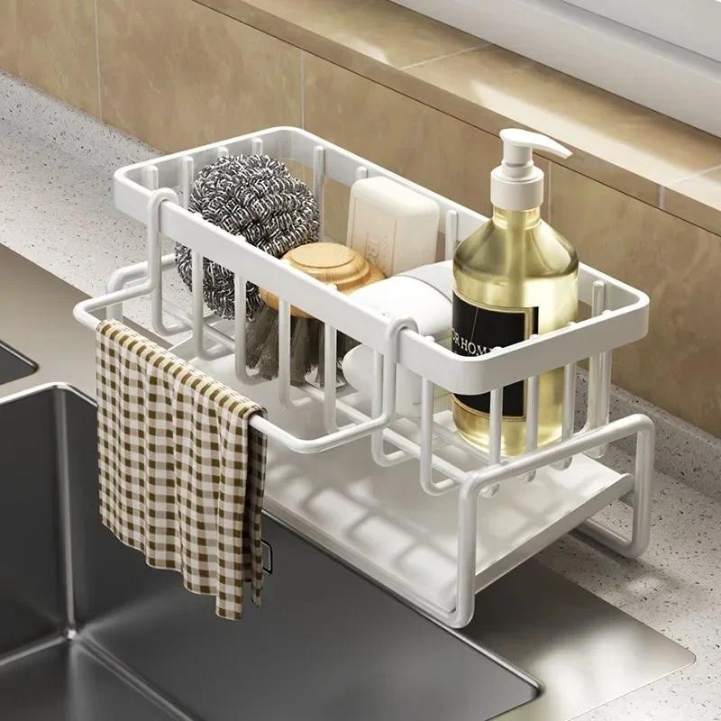 Jual Multifunctional Sponge Rack Drainer Kitchen Shelf Sink Rag ...