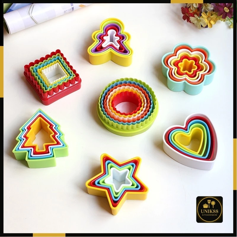 [UNIK88] Cetakan Kue Cookie Cutter 5 Size Satu Set Berbagai Bentuk Cantik | AutoStock
