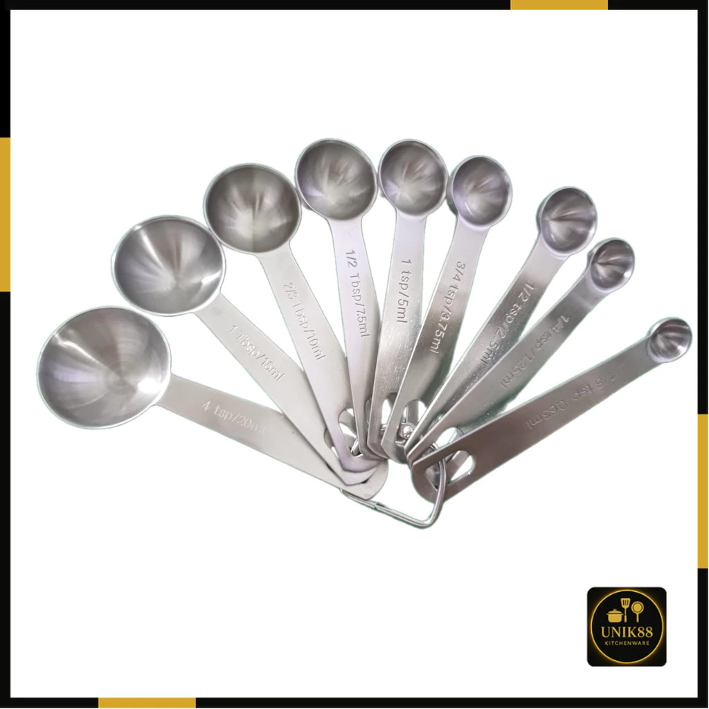 [UNIK88] Sendok Takar Stainless 9in1 Set Ukur Measuring | AutoStock