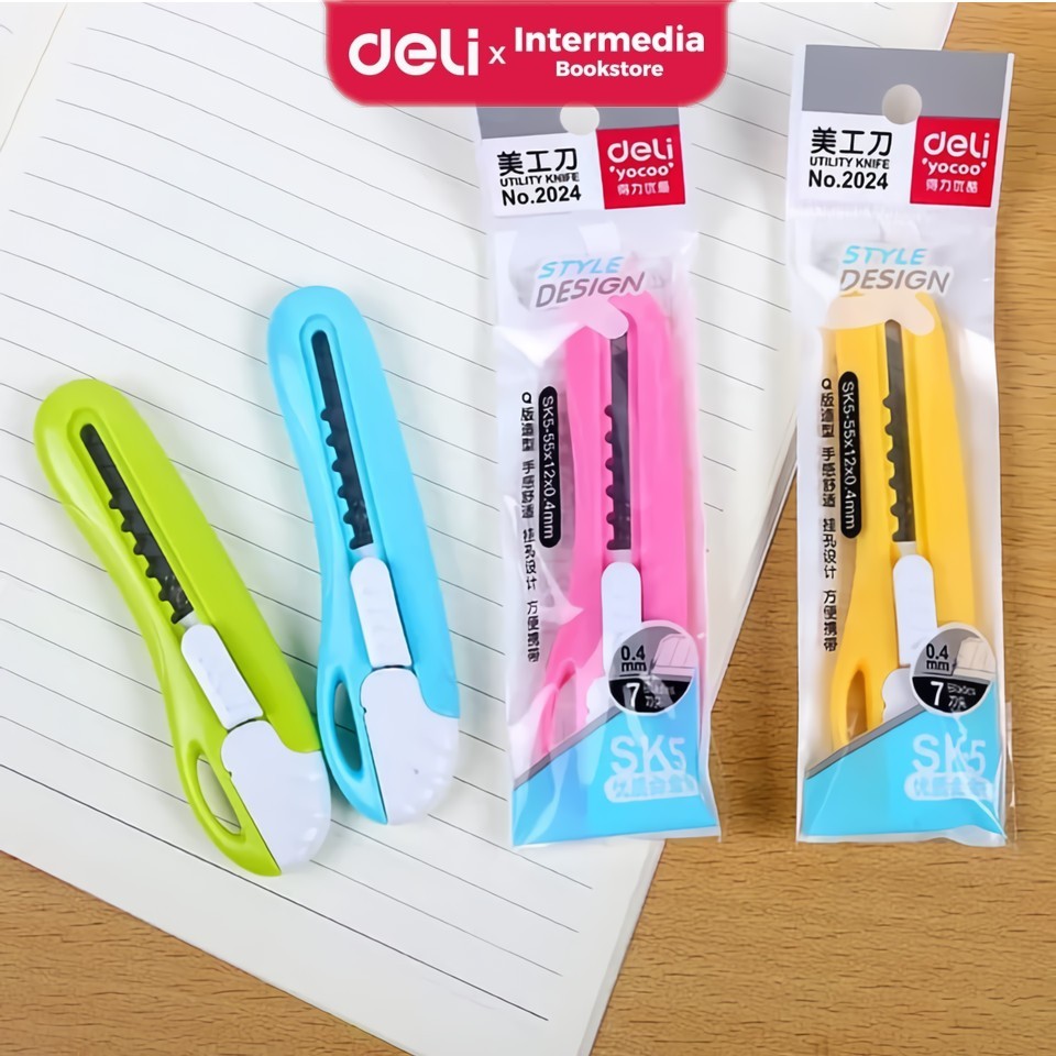 Jual Deli 2024 Cutter Sekolah, Design untuk Anak-anak, Bahan ABS, Silet ...