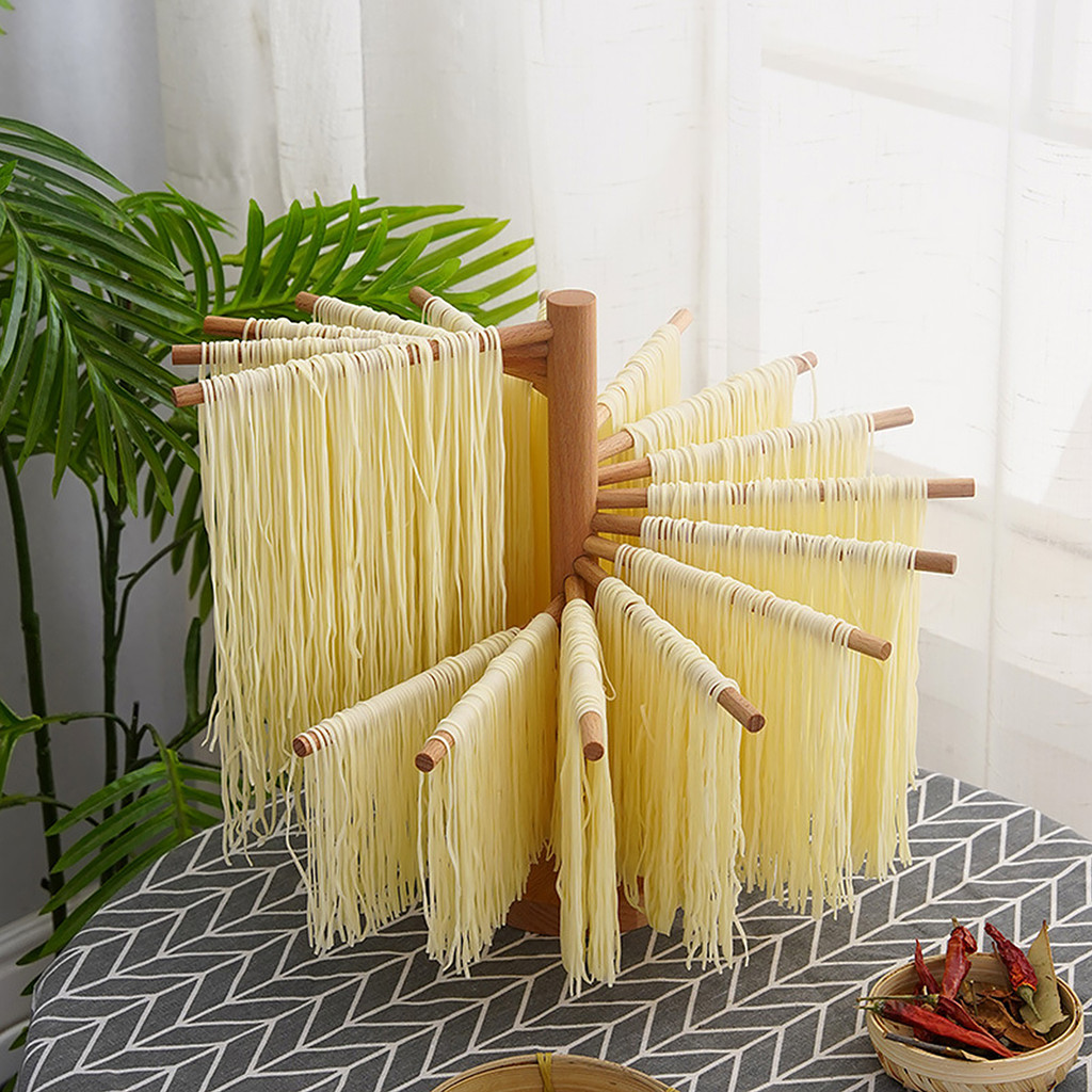 Kandishiex 16-Arm Wooden Pasta Drying Rack For Homemade Noodles - Collapsible, Beechwood, 13 Inch Height - View #9