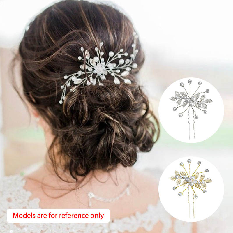 Jual COD Berbentuk U Jepit Rambut Emas Daun Mutiara Rambut Garpu Bridal ...