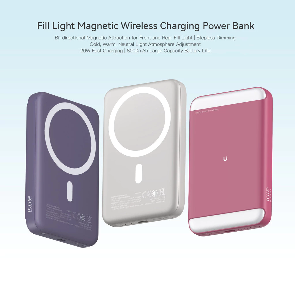 KiiP Wireless EW71 Powerbank Dual Magnetic Fill Light Fast Charge 20W