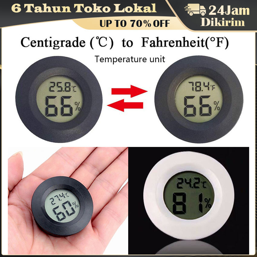 Jual Termometer Higrometer Digital Bulat / Pengukur Suhu dan Kelembapan ...
