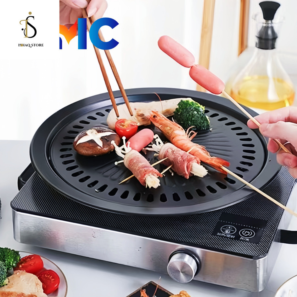 Jual Is) CMC[C-527]ULTRA GRILL PAN BULAT/KOTAK BBQ ALAT PANGGANG ANTI ...
