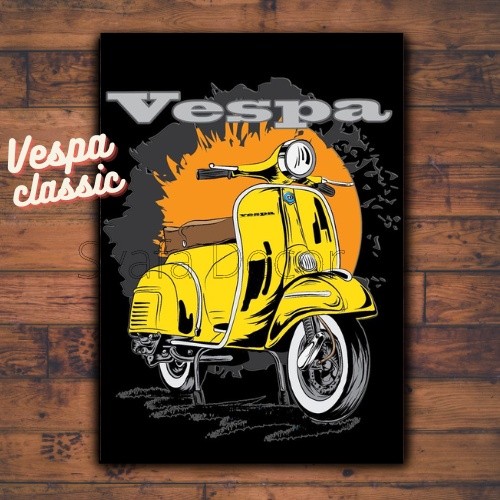 Jual Poster Motor Vespa - Hiasan dinding motor klasik - Poster Retro ...