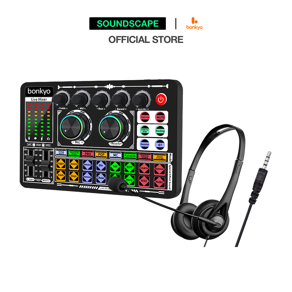 Jual Soundscape bonkyo【COD】 F999 sound card+earphone set TIKTOK ...