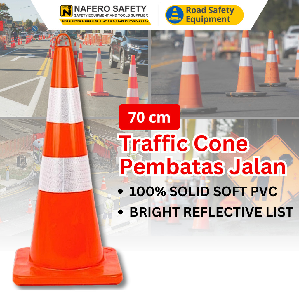 Jual Traffic Cone Rubber Base Orange 70cm | Shopee Indonesia