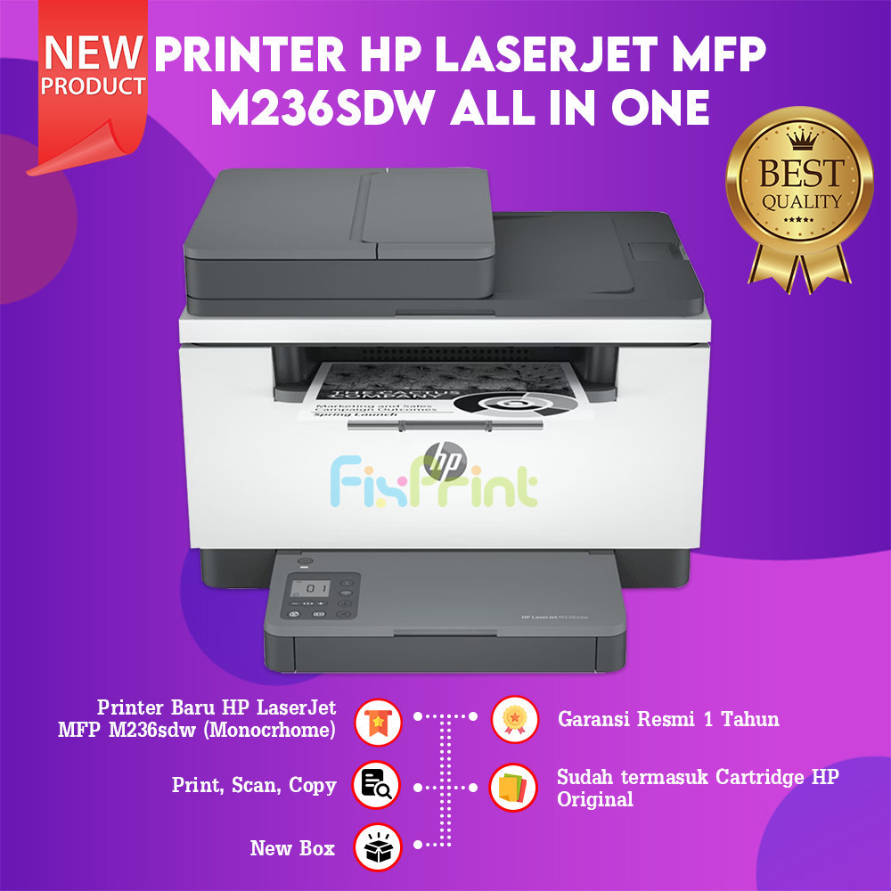 Jual FixPrint Printer HP LaserJet MFP M236sdw Monochrome ADF Duplex ...