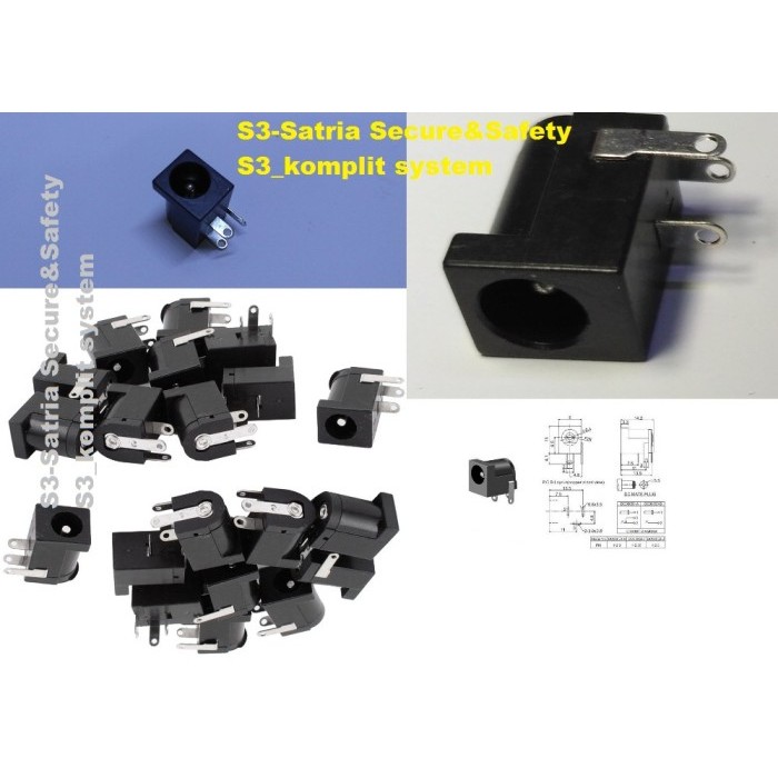 Jual Konektor Female Jack DC Soket PCB Mount Socket DC Female 2.1x5.5mm ...