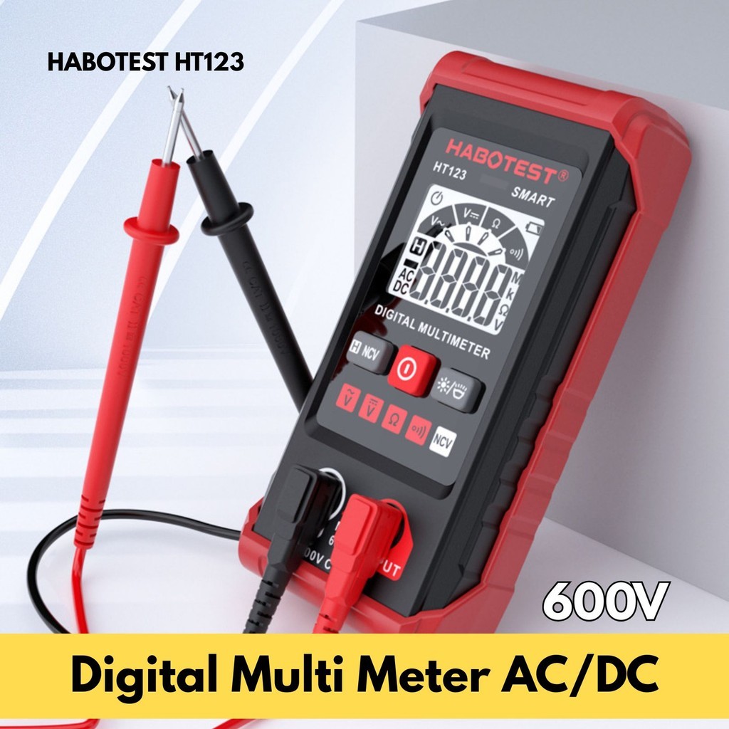 Multimètre Numérique Habotest HT123 - Mesure Tension AC/DC, Courant, Résistance - Avec Rétroéclairage