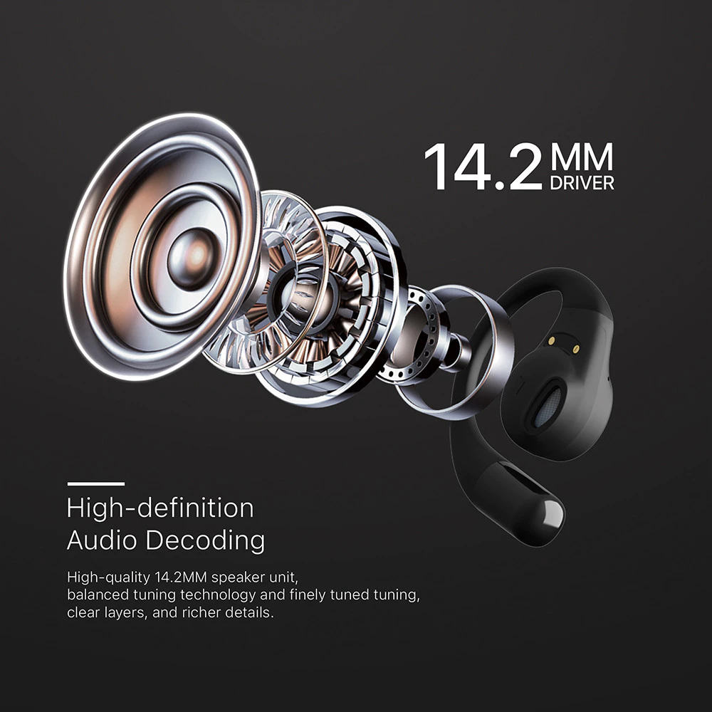 KiiP Wireless DTH11 OWS Sport TWS Earhook Earphone Open Ear Headset Bluetooth HD Voice Call
