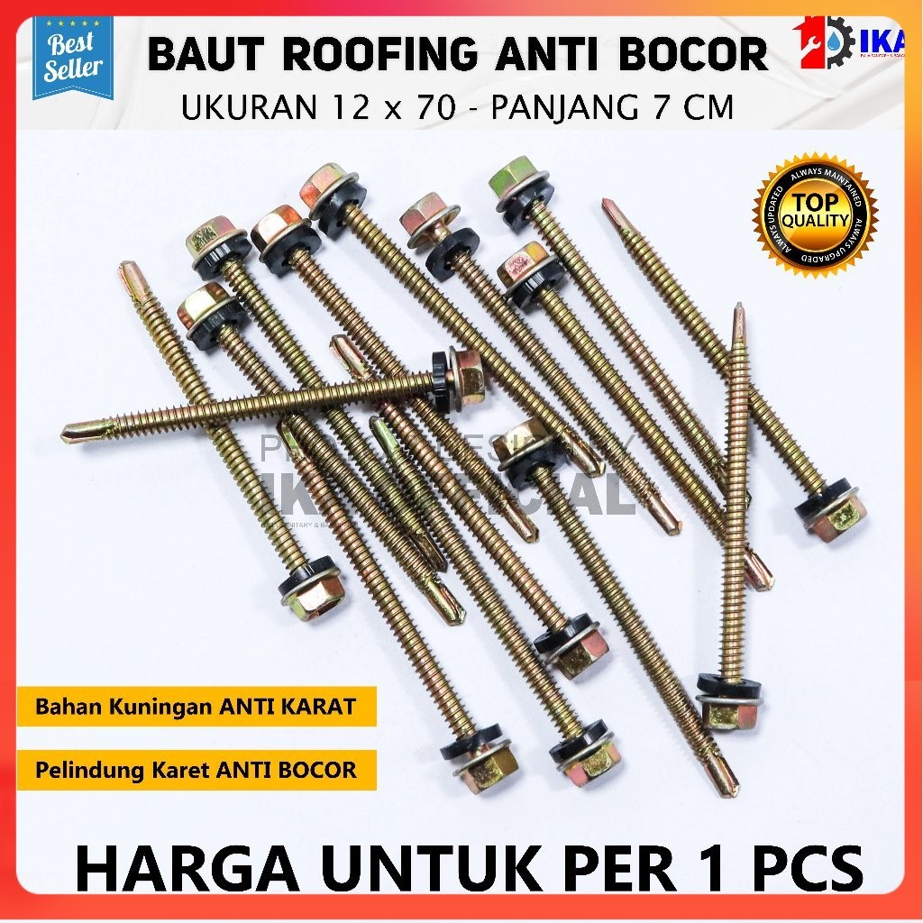 Jual 1 PCS / 1 Buah - 70mm Baut Sekrup Roofing / Baut Sekrup Baja ...