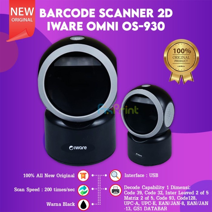 Jual FixPrint IWARE Barcode Scanner OS930 OMNI IMAGER 2D QR CODE-E ...