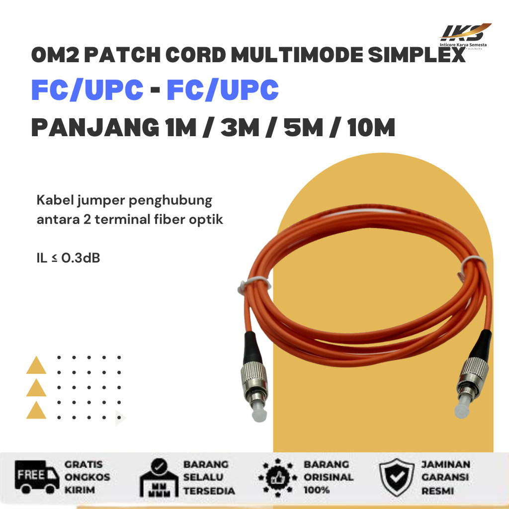 Jual OM2 Patch Cord MULTIMODE SIMPLEX FC UPC - FC UPC Diameter 3mm ...