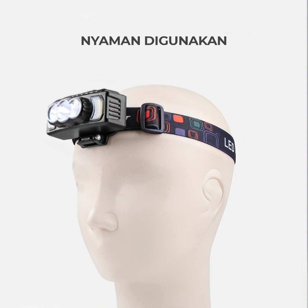 Jual Senter Cas Kepala Headlamp 7 Mode 1200mAh Super Terang Anti Air ...