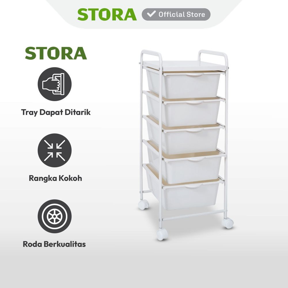 Jual Stora Rak Penyimpanan Dengan 5 Tray Plastik - Putih Tempat ...