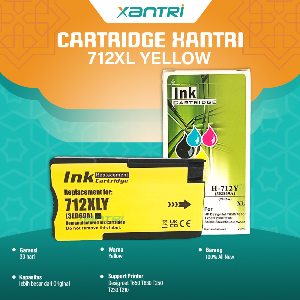 Jual Xantri - Cartridge Tinta Ink 712XL 712 XL Printer DesignJet T650 ...