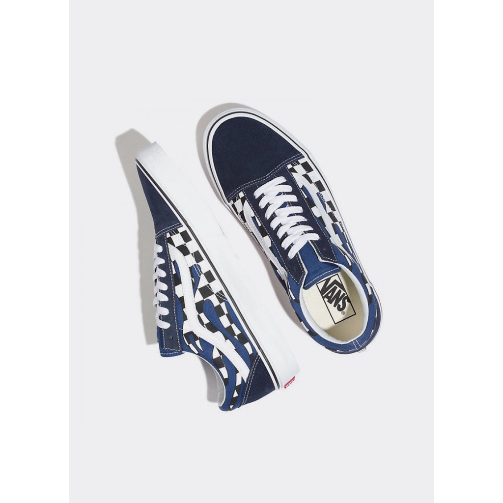 Vans old skool checkerboard flame blue clearance