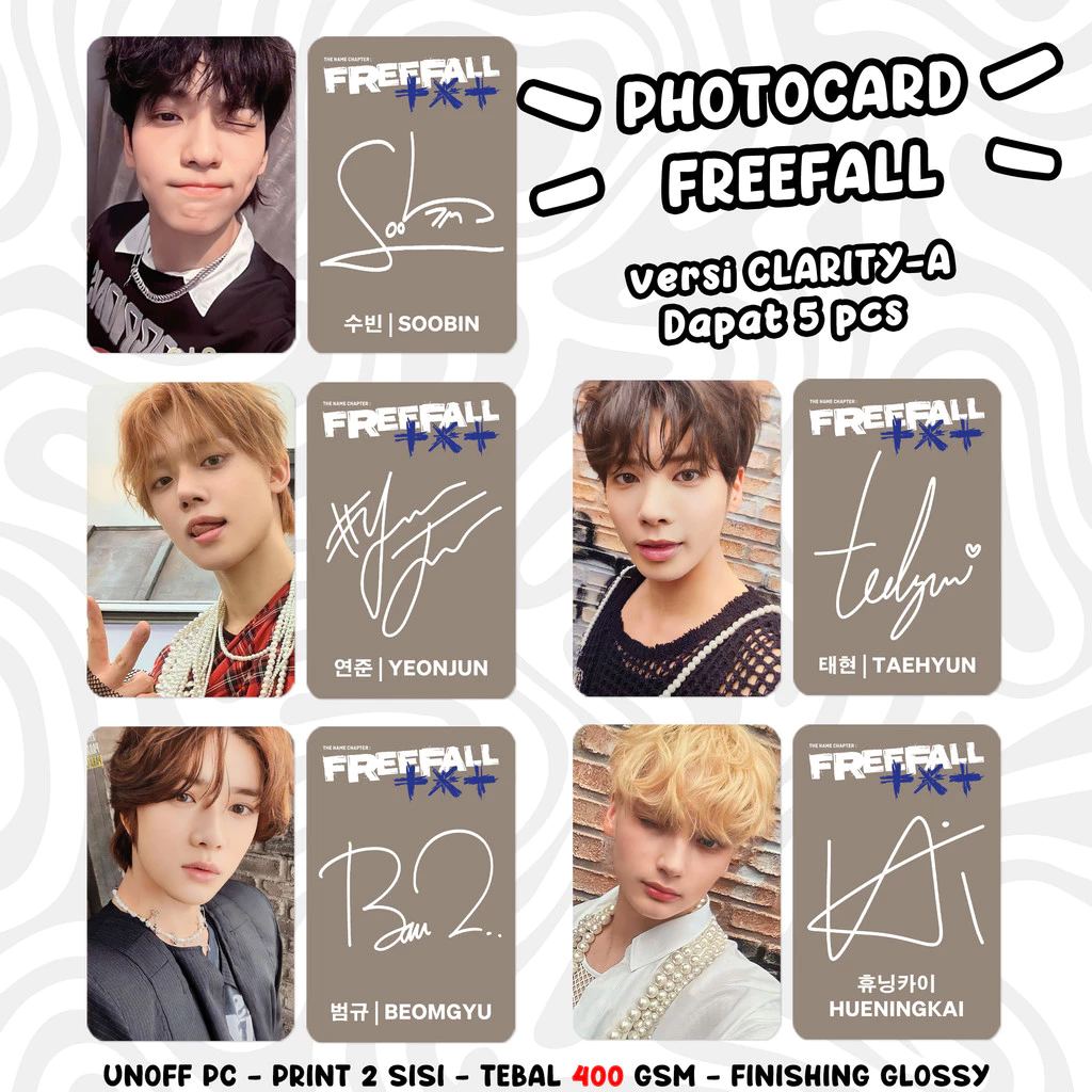 Photocard TXT FREEFALL Unofficial KPOP PC dan Koleksi Unik