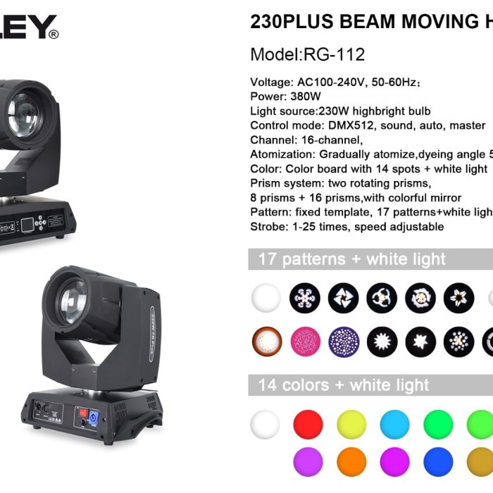 Jual Beam Ashley RG 122 230PLUS BEAM MOVING HEAD LIGHT | Shopee Indonesia
