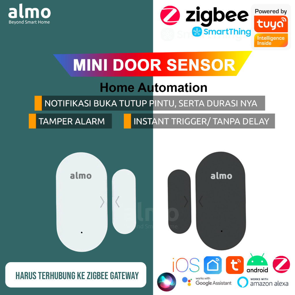 Jual ALMO ZigBee Smart Door Window Sensor Tuya Home Automation | Shopee ...