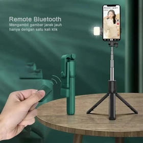Tongkat Selfie Stick R1S Tongsis Lipat Mini 4in1 Plus Remote Control Bluetooth Tripod Plus