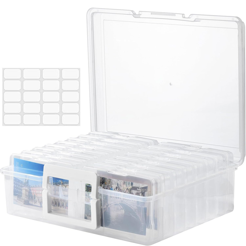 Jual Photo Storage Box with Handle, Photo Organizer Storage Container ...