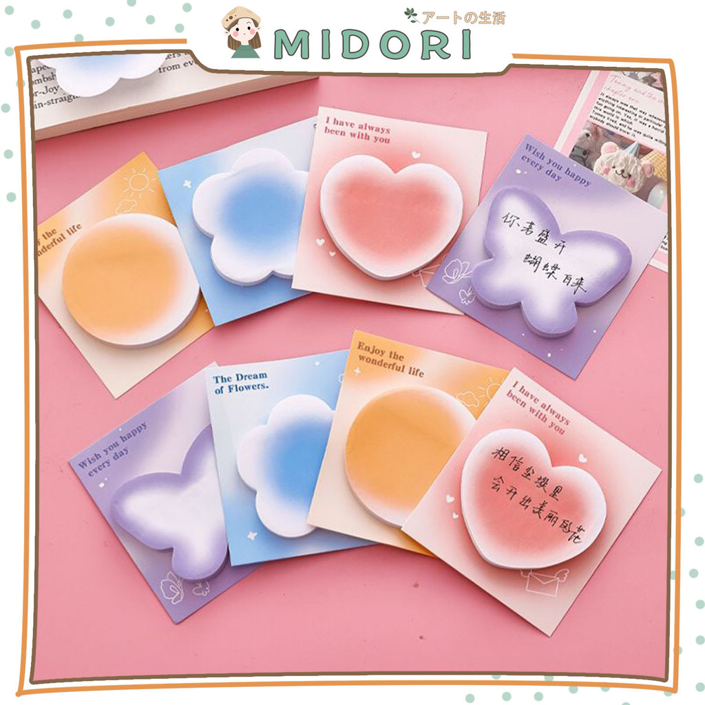 Jual [MIDORI] 30Lembar STICKY NOTES SIMPLE SHAPE Cute Colorful Love ...