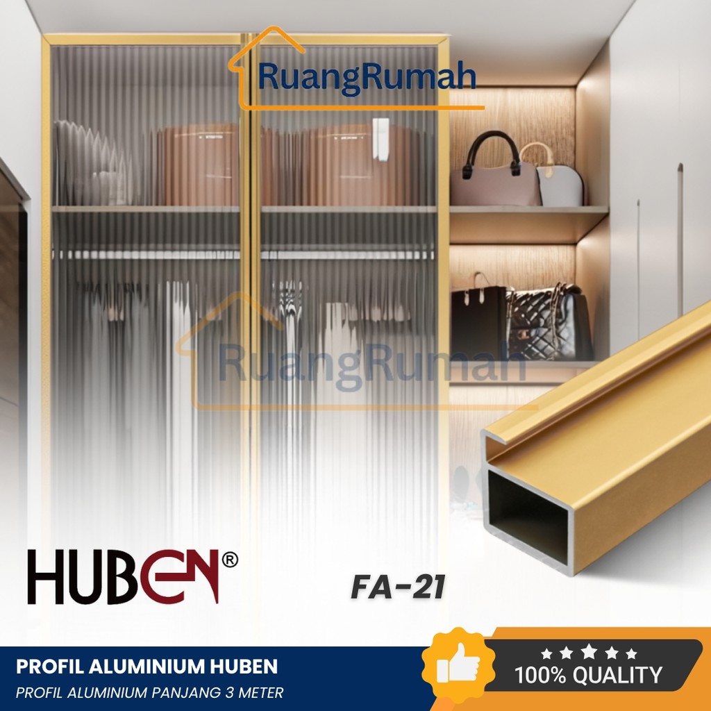 Jual HUBEN Profil Aluminium FA-21 Frame Kaca Minimalis Tipis | Shopee ...