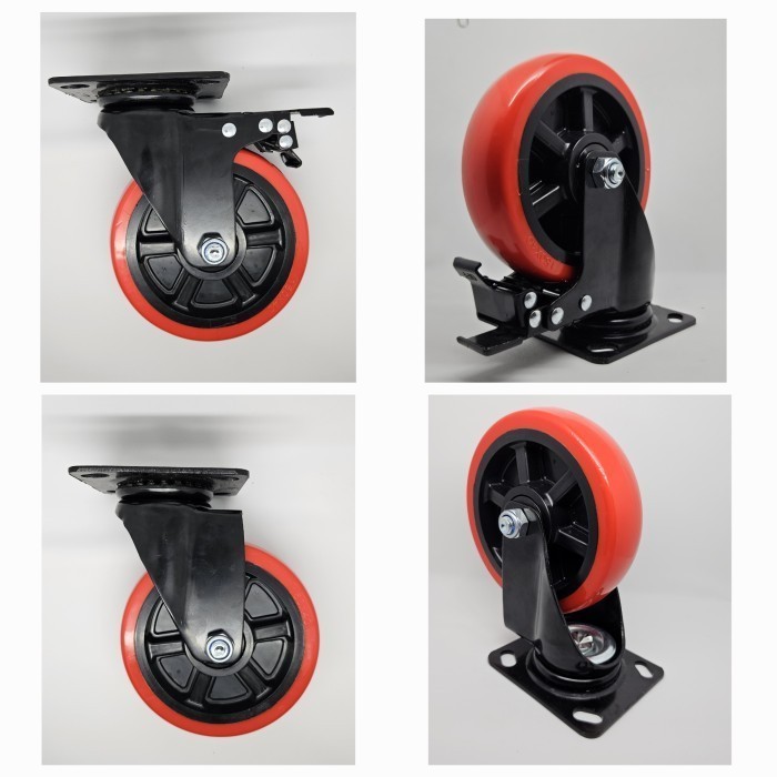 Jual Roda Pu Merah Medium Duty 6 Inch 1Set ( 2 Rem 2 Hidup ) | Shopee ...