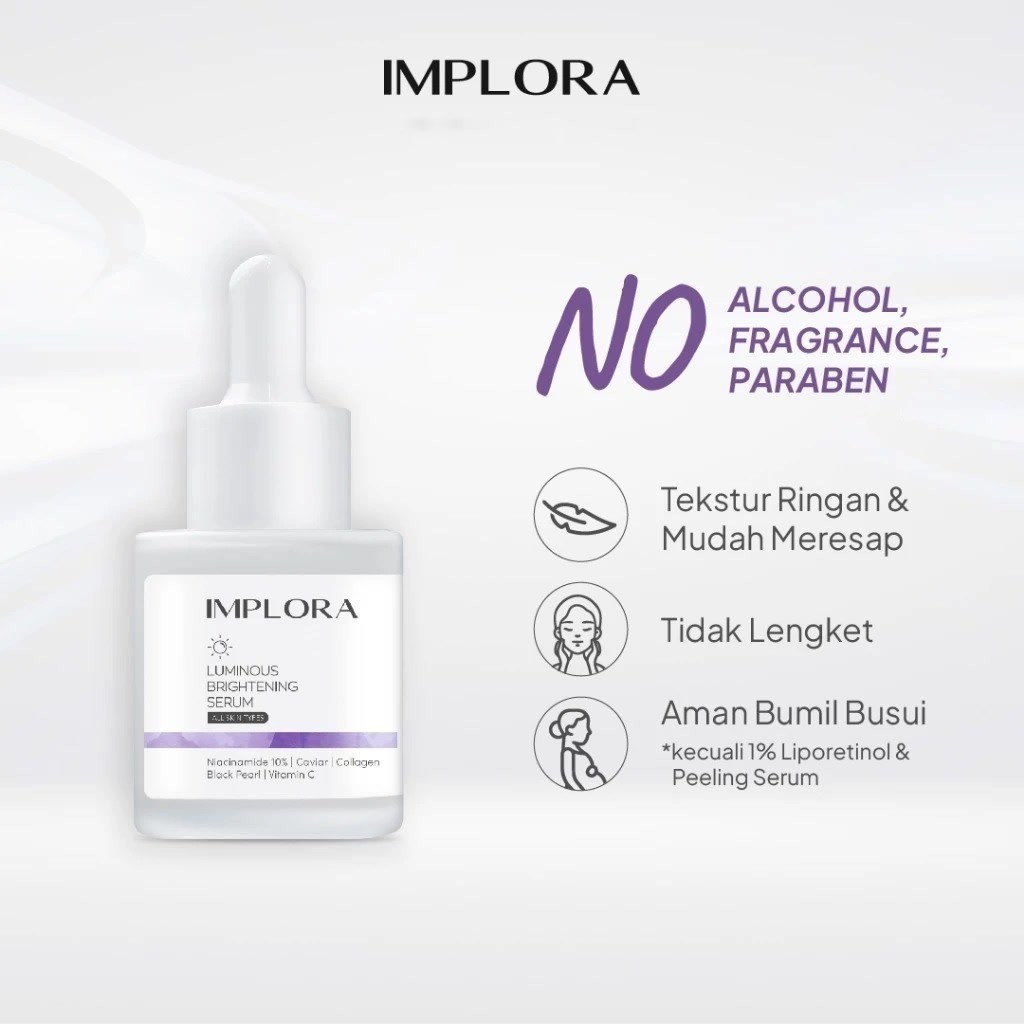 Jual IMPLORA Luminous Brightening Serum | Merah Jingga Official ...