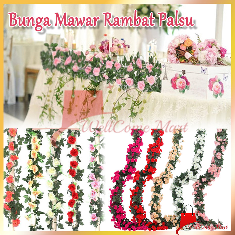 Jual 2.3 Meter Bunga Rambat Mawar /Bunga Rambat Hias Plastik Artificial ...