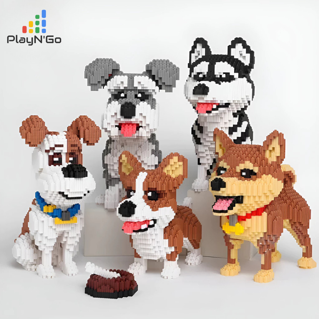 Jual Original Nano Blocks Animal Dog Husky Corgi Schnauzer Bricks 3D ...