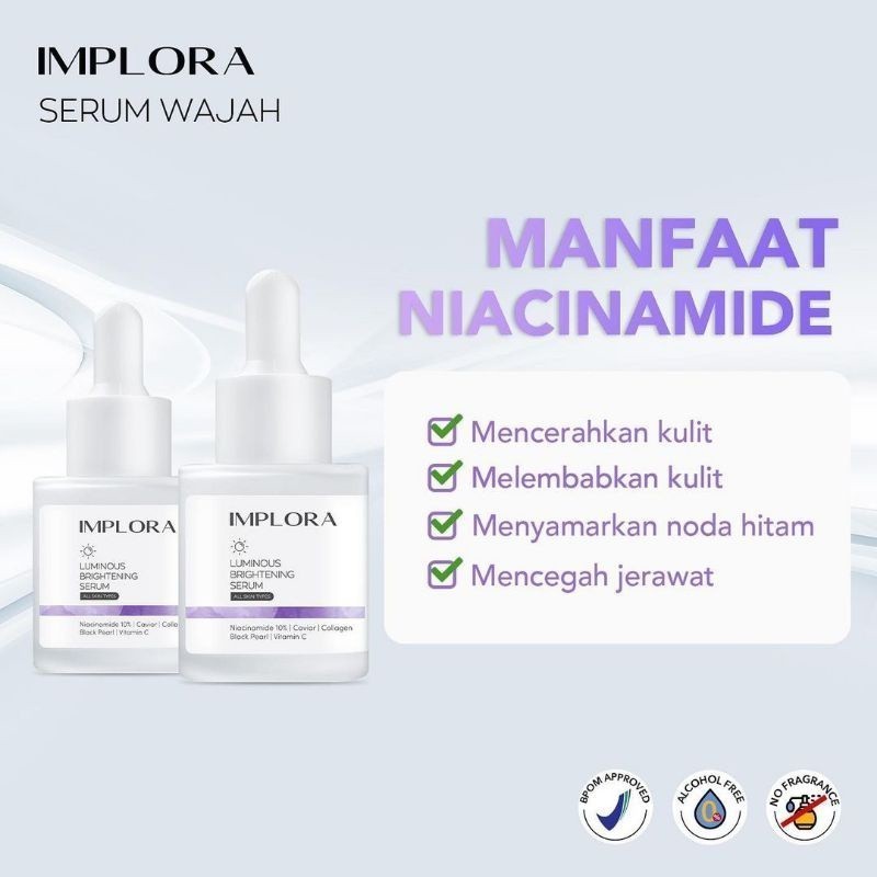Jual IMPLORA Luminous Brightening Serum | Merah Jingga Official ...