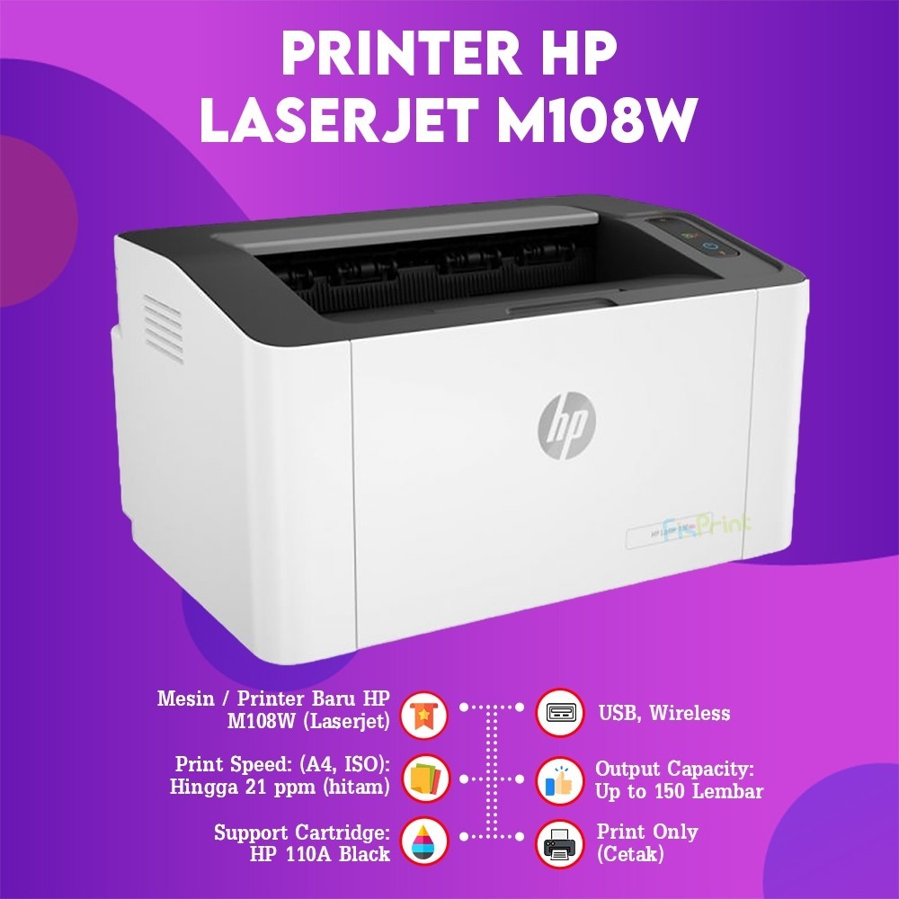 Jual Printer HP Laserjet M108a Single Function M108w WiFi Print Garansi ...