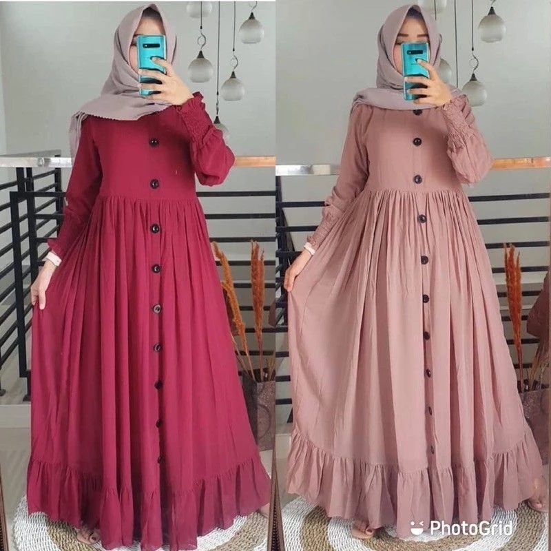 Gamis Alesha Polos Busui tampilan depan