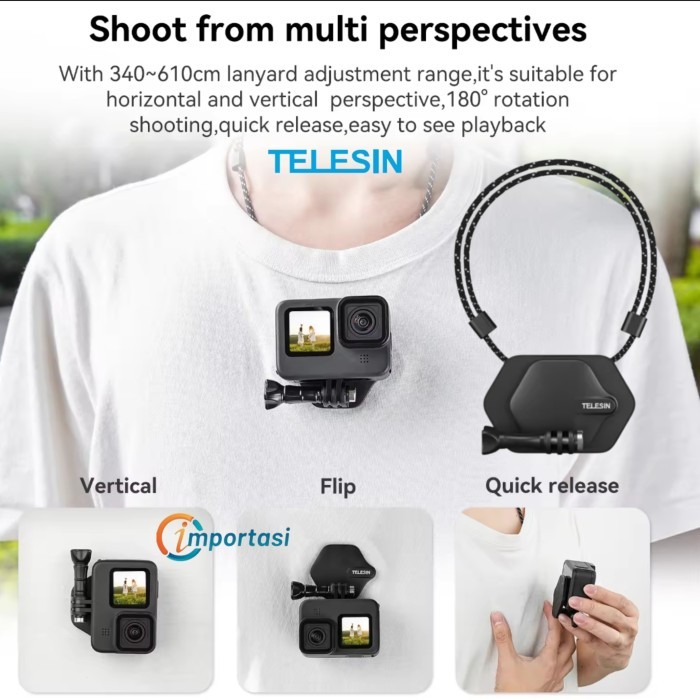 Jual TELESIN Kalung Magnetic Pendant Mount for GoPro Hero 13 12 11 10 ...