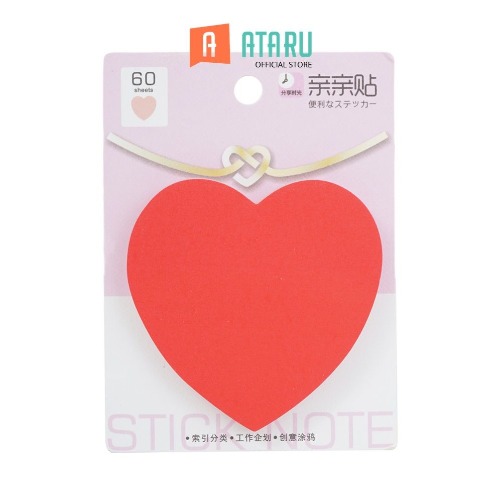 Jual Ataru Sticky Note Heart - Merah Memo Tempel Tempelan Catatan ...