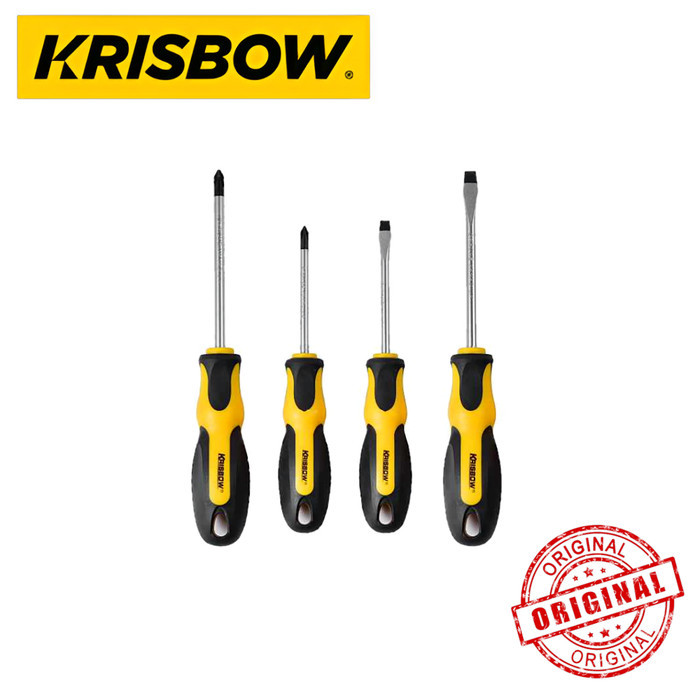 Jual Obeng Karet Set (+) (-) 4 Pcs KRISBOW Screwdriver Obeng Plus Minus ...