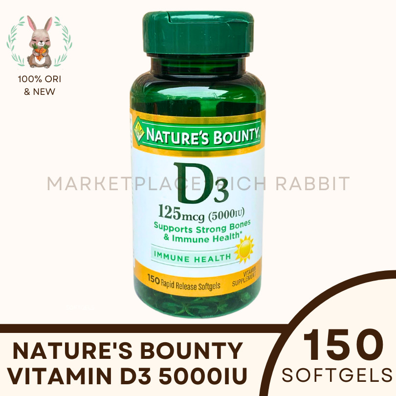 Jual Nature's Natures Bounty Vitamin D3 5,000IU Suplemen Tulang Immune ...