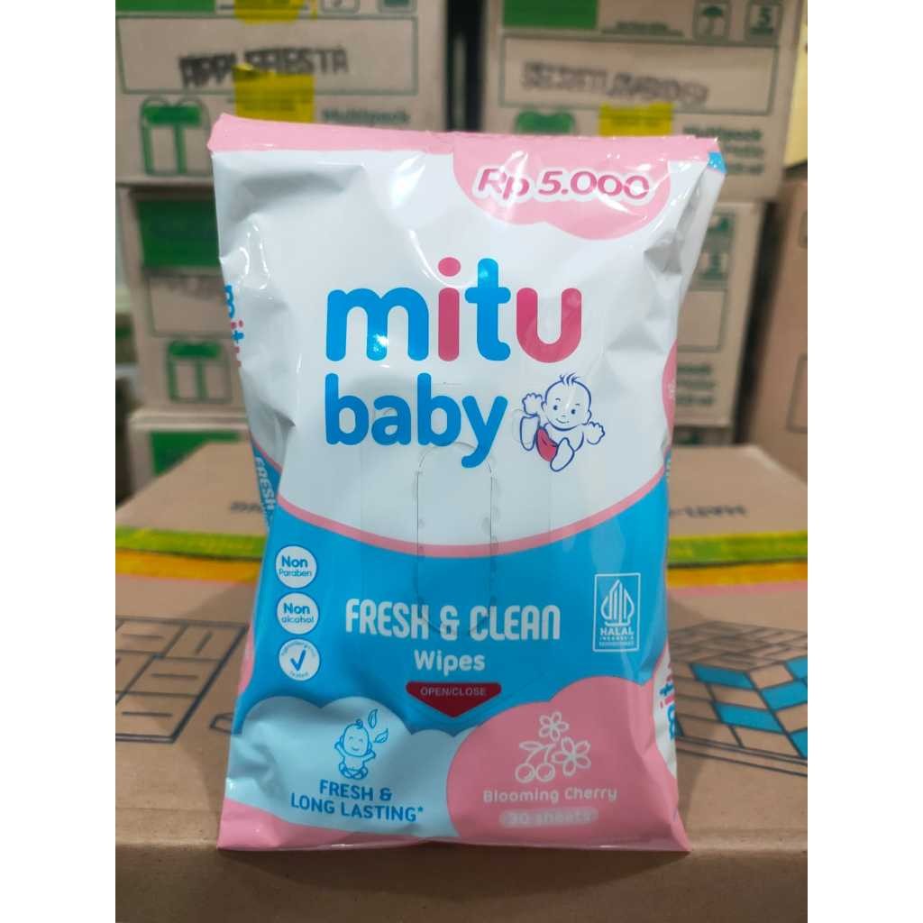 Jual Mitu Baby Tisu Basah Fresh & Clean Wipes Blooming Cherry 30s ...